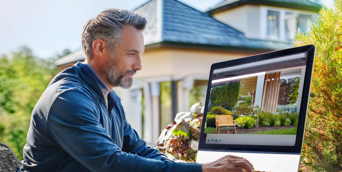 Digitales 3D-Modell eines Gartenplans zeigt, wie SGM innovative Planungstechniken für Projekte einsetzt.
