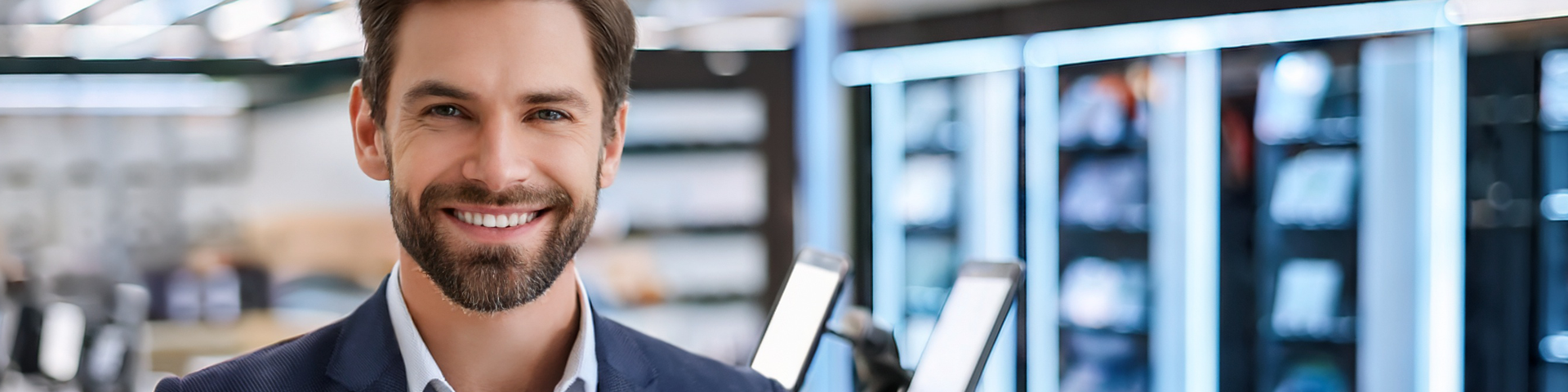 Store-Manager im Bavariaphone Premium-Store in Ottobeuren.