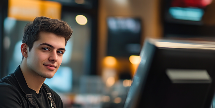 Netzwerkadministrator überwacht Systeme auf Sicherheitsvorfälle und Angriffe