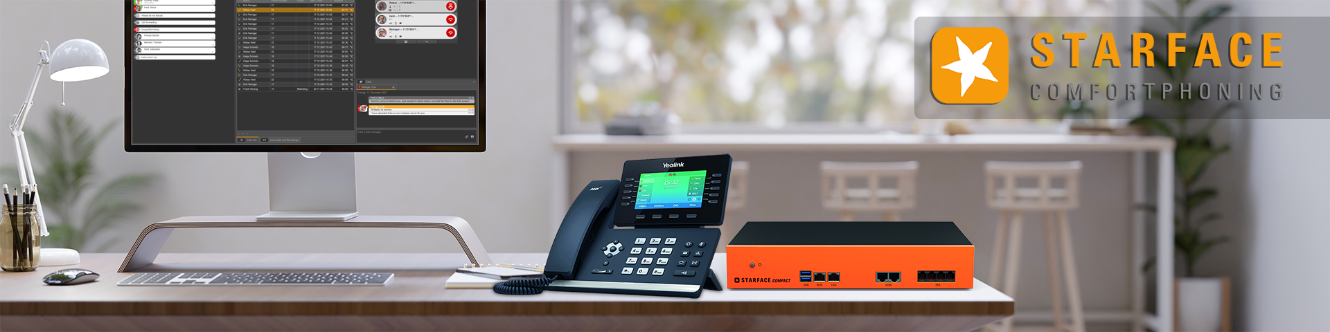 Geschäftskunden nutzen moderne Starface Telefonanlagen und Telekommunikationslösungen